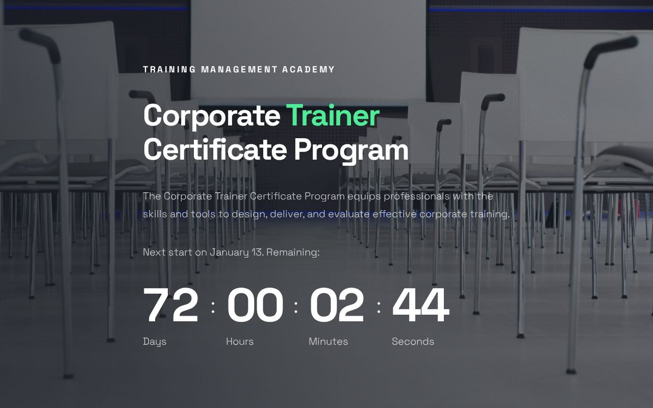 Corporate Trainer Certificate Program | Training Management Academy